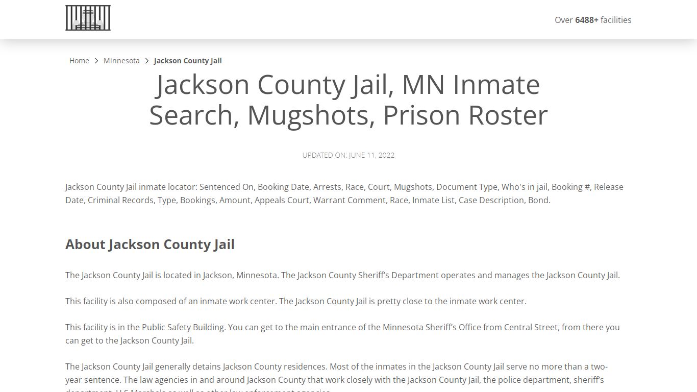 Jackson County Jail, MN Inmate Search, Mugshots, Prison Roster